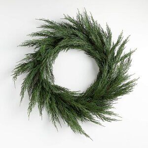Crate & Barrel Faux Cypress Wreath 26 Inches NWT